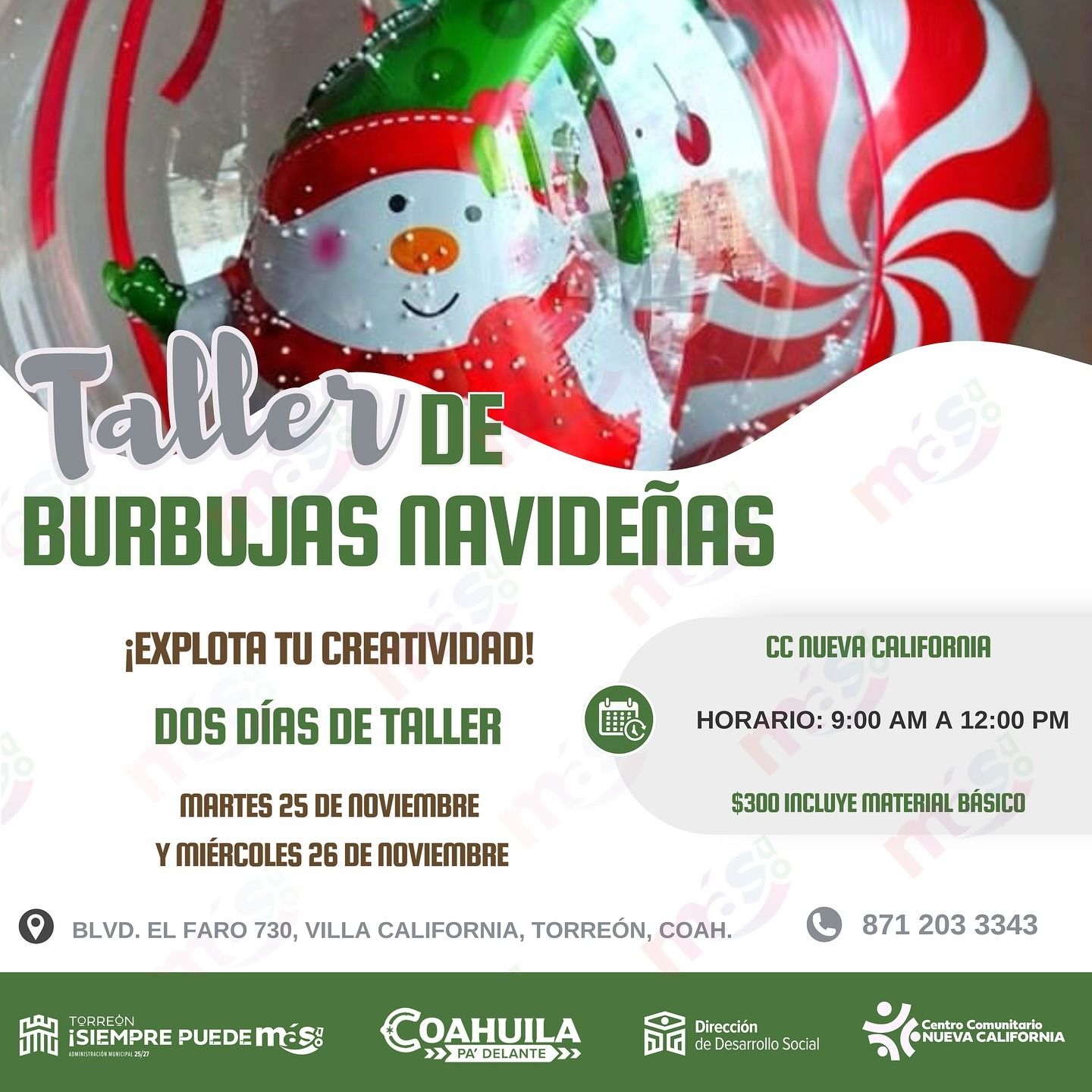 Anuncian taller navideño para vecinos de Nueva California y colonias aledañas