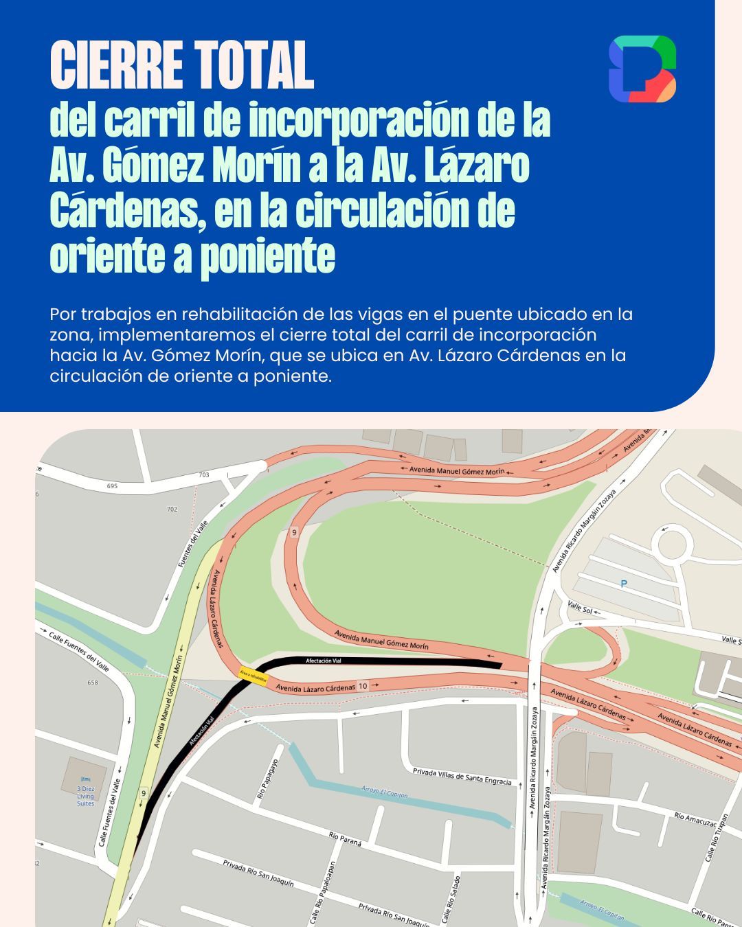 Pospone San Pedro un día cierre vial para ampliar información a la población tras fin de semana largo