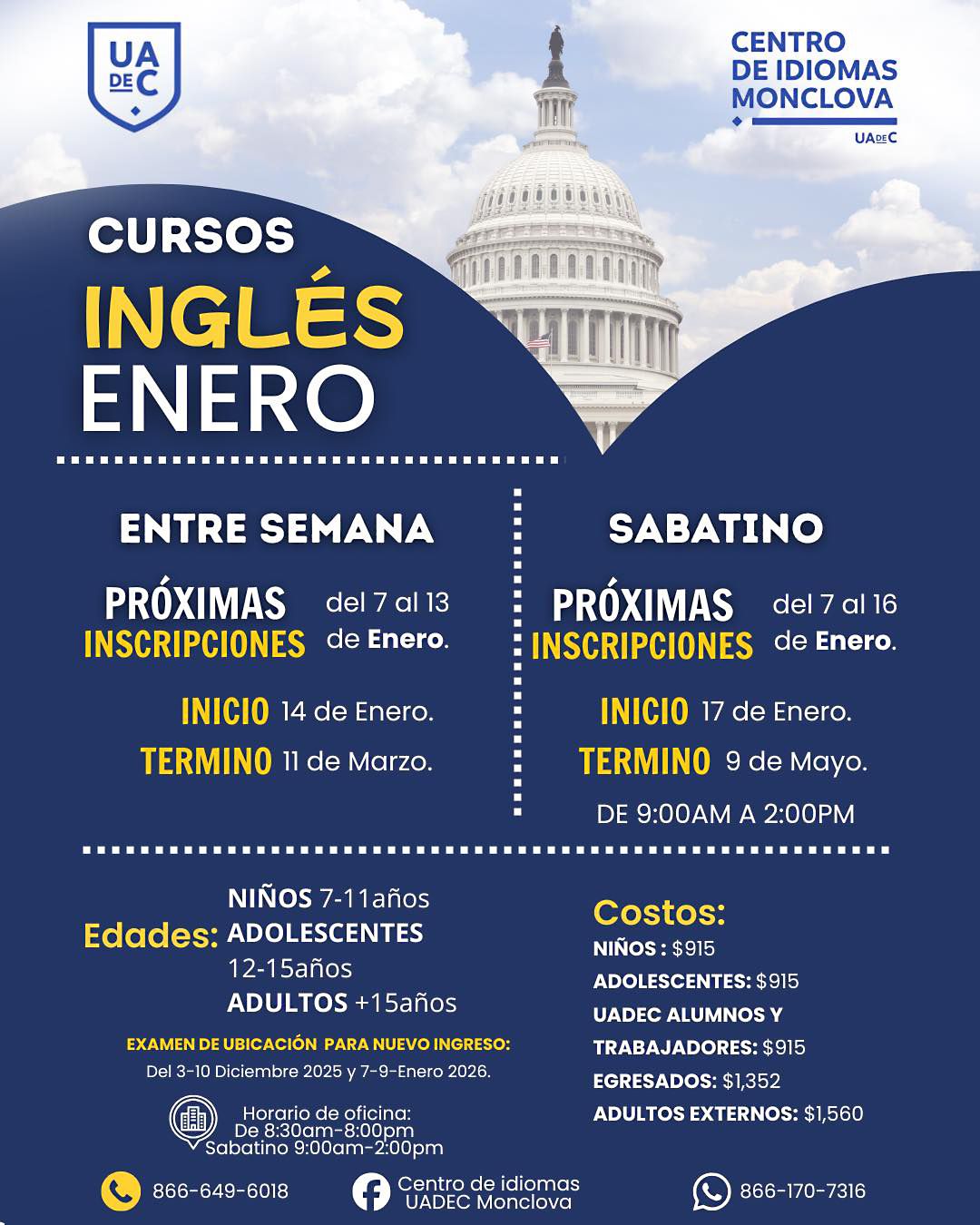 Ofrece Centro de Idiomas Monclova de la UAdeC Cursos de Inglés entre Semana y Sabatinos