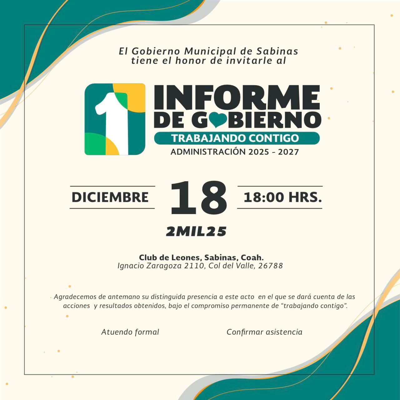“Chano rinde cuentas: un año de trabajo, resultados y compromiso con Sabinas”