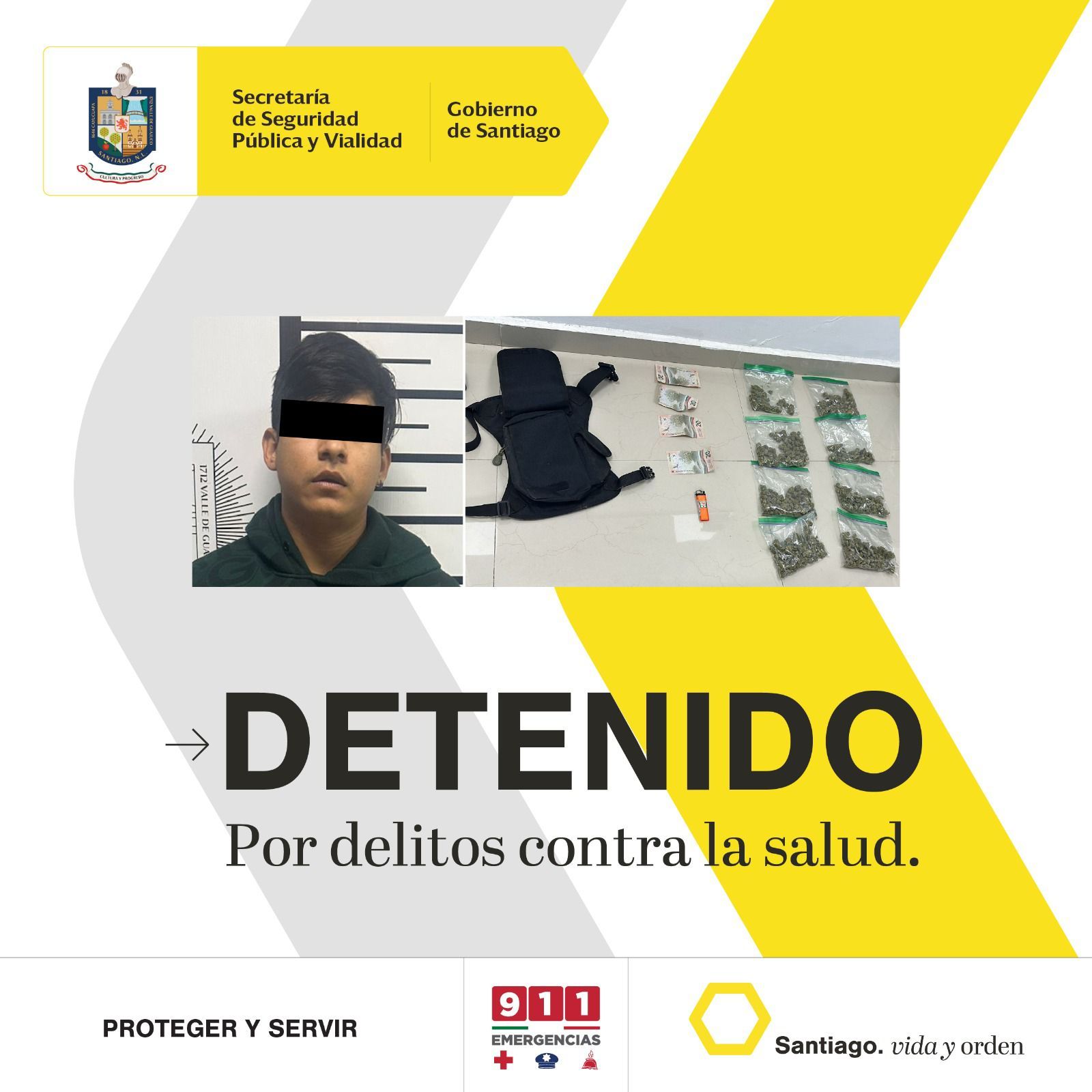 Policía de Santiago detiene a presunto narcomenudista a cuando se fumaba la mercancía
