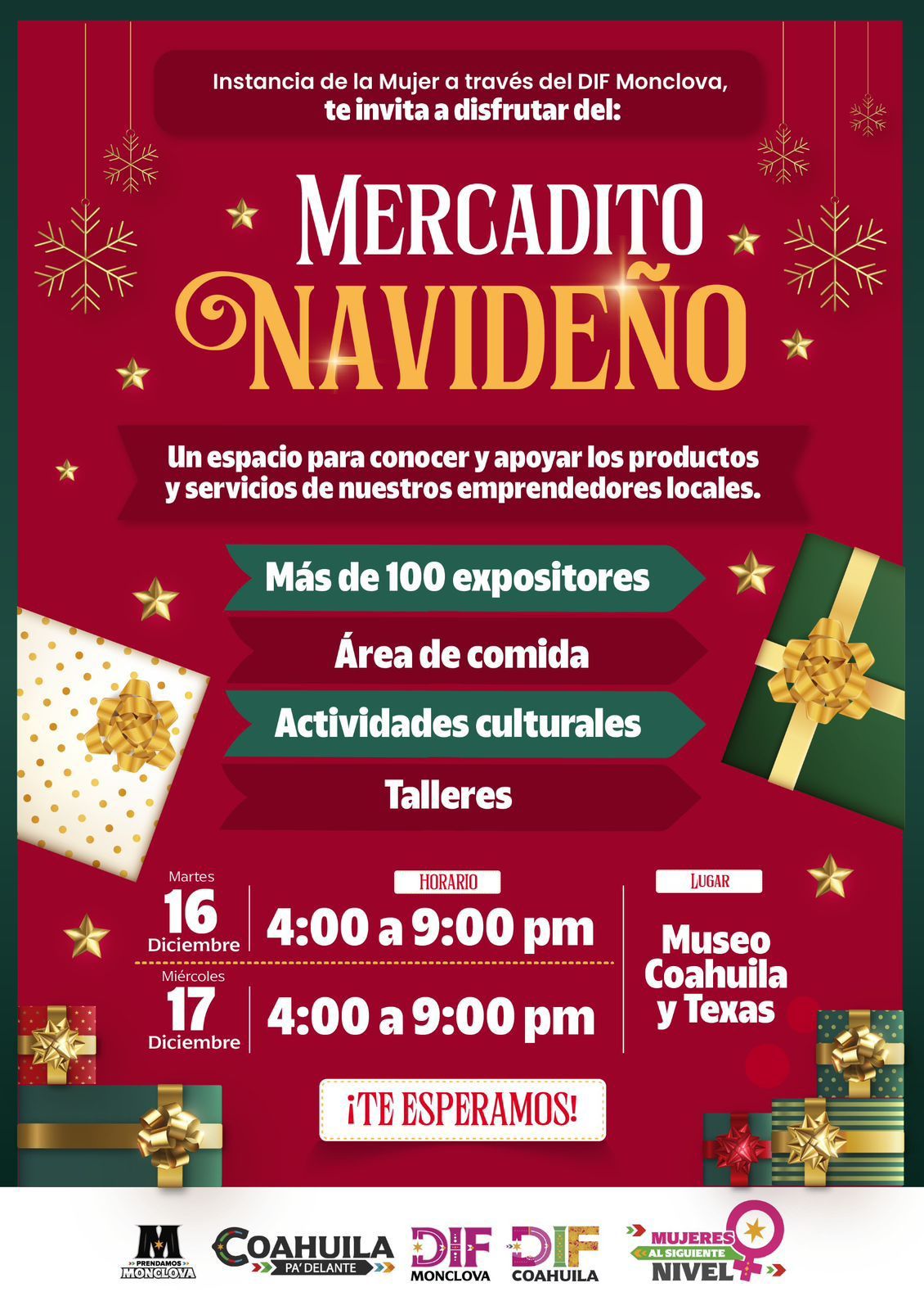 Gobierno de Monclova invita al Mercadito Navideño en apoyo a emprendedoras
