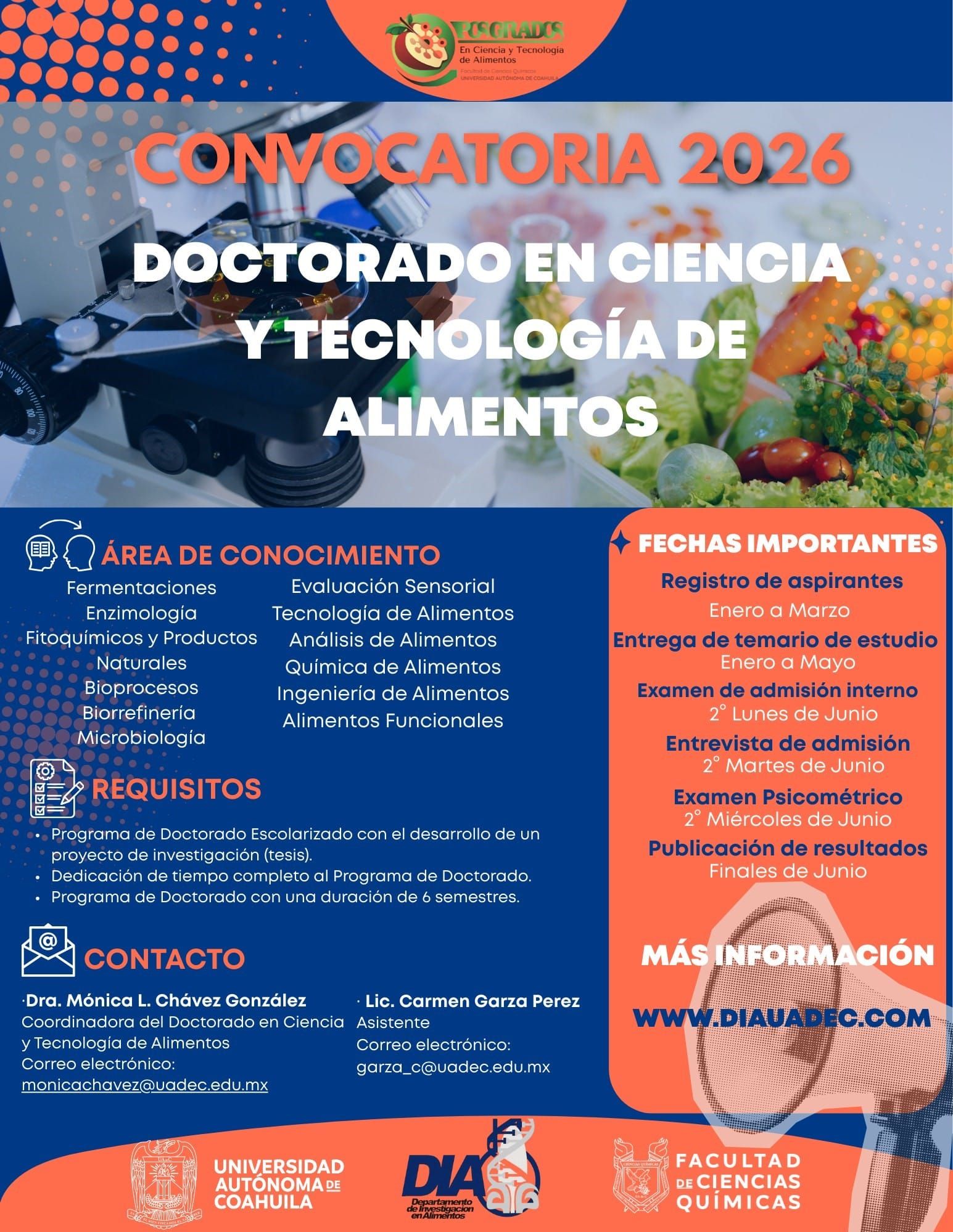 Cursa en la UAdeC el Doctorado en Ciencia y Tecnología de Alimentos