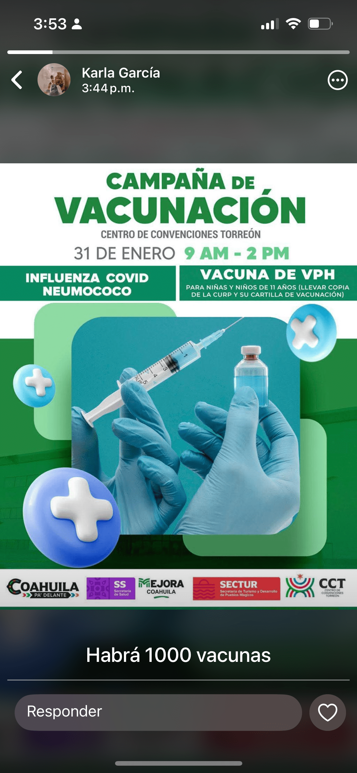Anuncian campaña de vacunación este 31 de enero en el Centro de Convenciones de Torreón