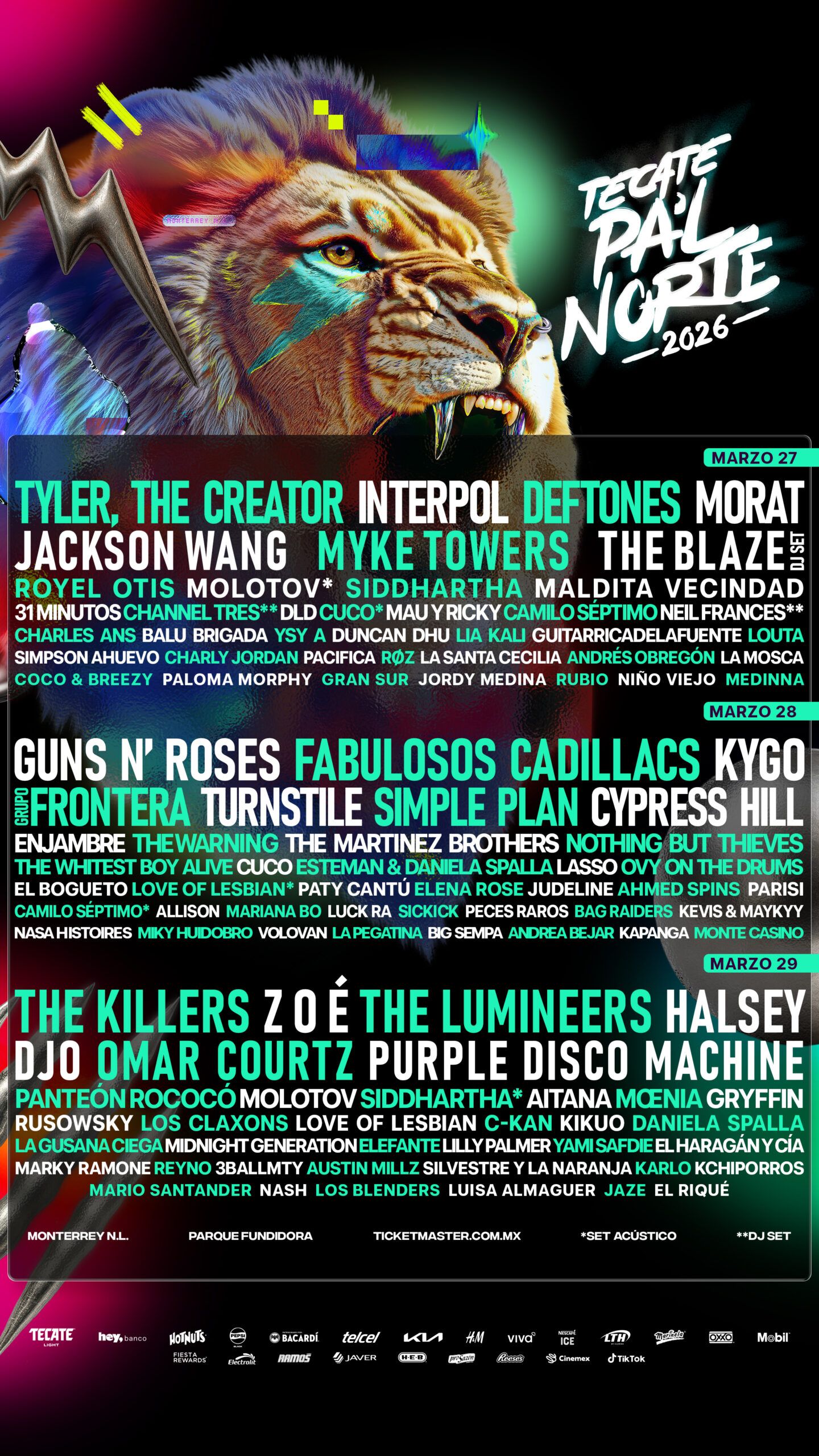 ¡El rugido dura tres días! Descubre el Lineup Oficial del Tecate Pal Norte 2026