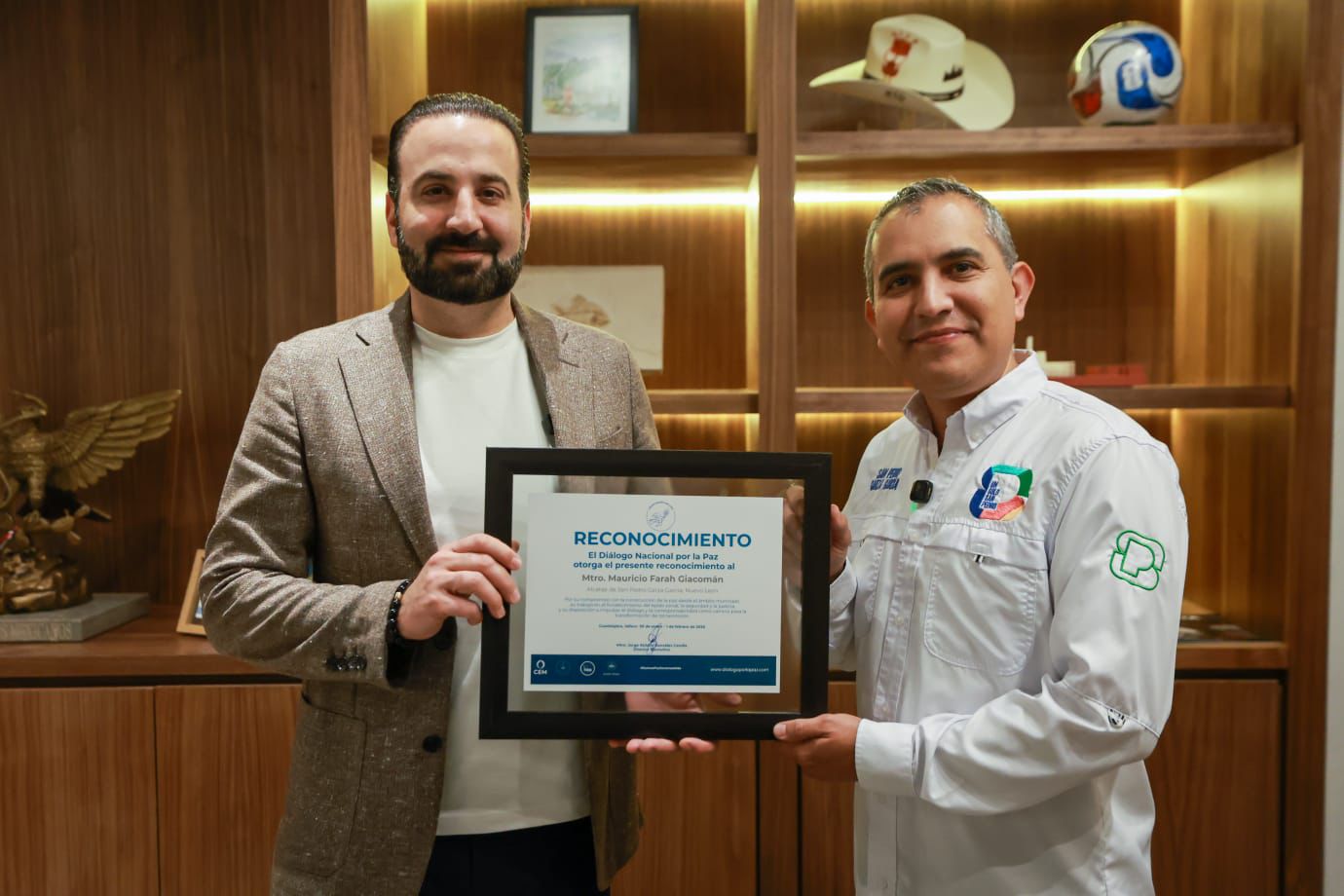 Reconocen a San Pedro por su trabajo en la construcción de la paz